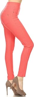 Leggings Depot Premium Quality Cotton Blend Stretch Jeggings with 2 Pockets