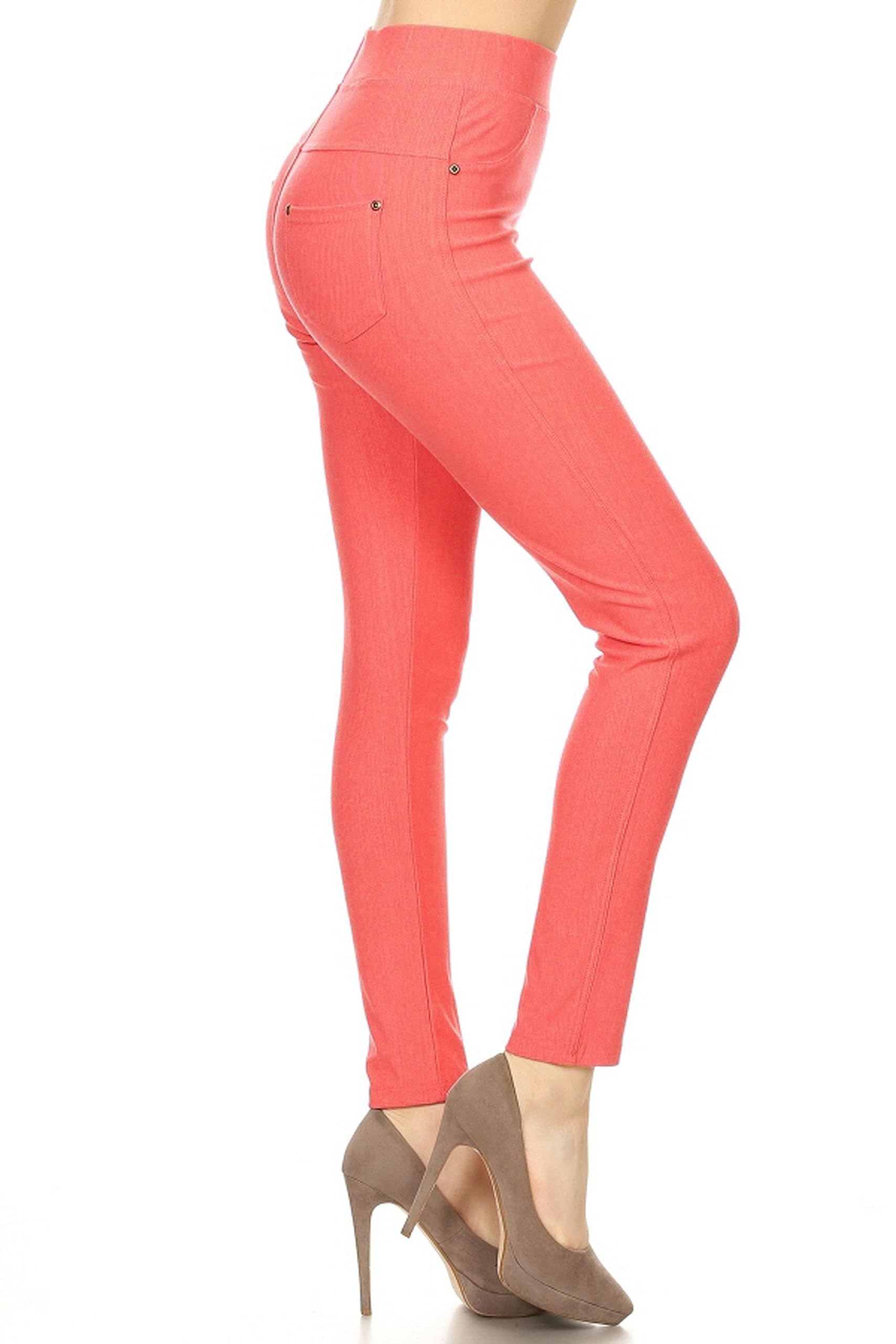 Leggings Depot Premium Quality Cotton Blend Stretch Jeggings with 2 Pockets