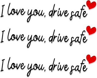 3pcs I Love You Drive Safe Mirror Stickers, Rear View Mirror Decals (Black) | Cute Car Drive Safe Rear View Mirror Decals with Hearts Car Driving Stickers Automotive Accessories for Women Driver