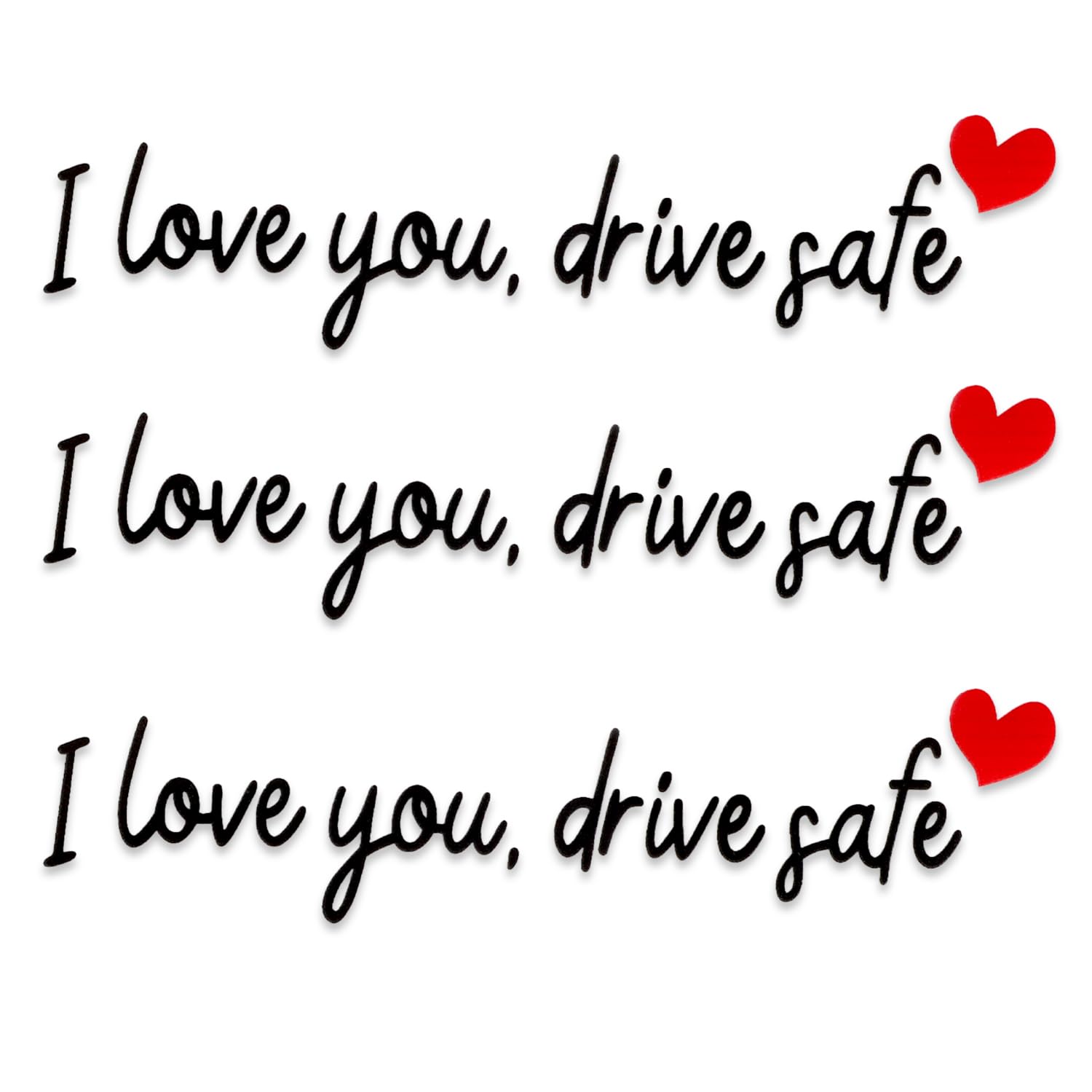 3pcs I Love You Drive Safe Mirror Stickers, Rear View Mirror Decals (Black) | Cu
