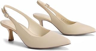 Ankis Women's Slingback Kitten Closed Heels Pointed Toe Pumps Dress Shoes Party Wedding Casual 6.3 cm