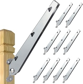 BTRAM 10 Pack Barbed Wire Extension Arms for Wooden Fence Posts, Silver | Flat or Surface Mounted, Cornered Arms, For Garden and Home