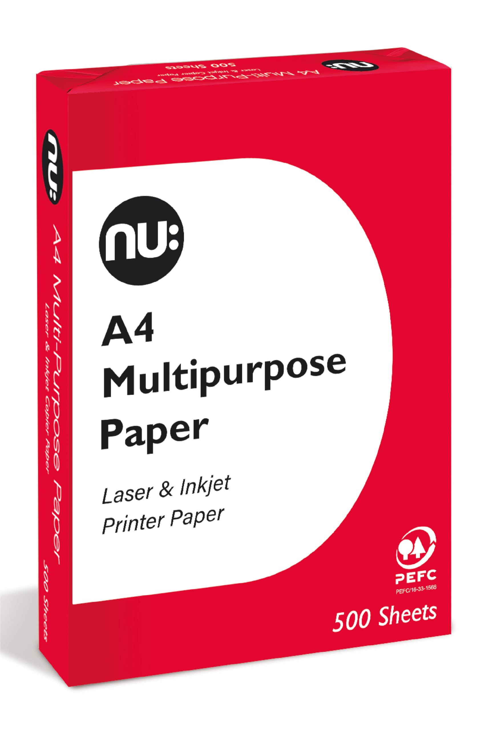 nu: A4 Multi-Purpose Printer Paper | White | 500 Sheets | Smooth Surface | Suita