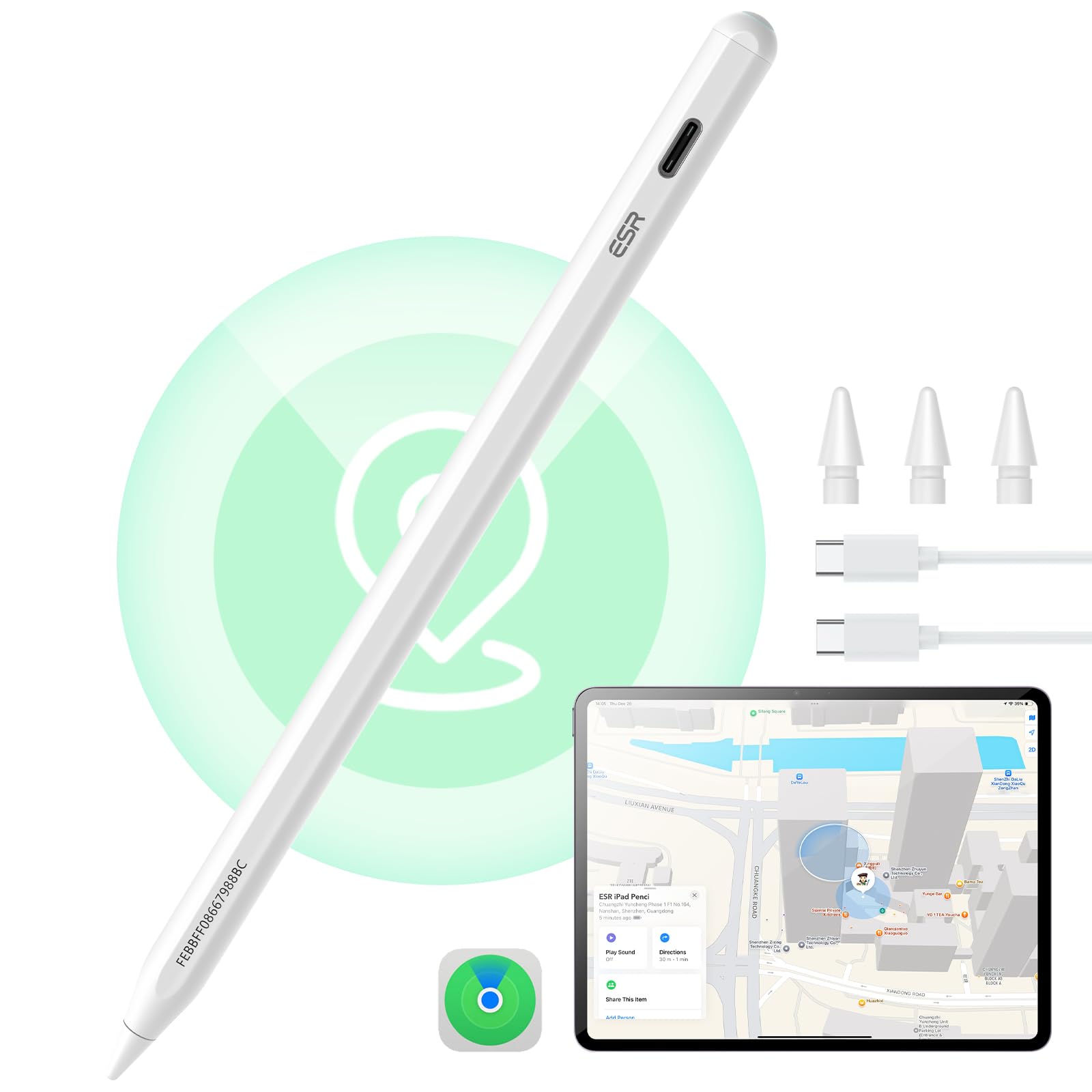 ESR Geo Digital iPad Pencil for iPad 2018-2026, Find My, Easy Shortcuts | Work w