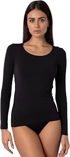 Lovable Round Neck Wide Micromodal Stretch Soft Breathable Knitted Long Sleeve Women's