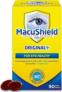 MacuShield Original Plus Capsules, 90-Day Pack | Eye health supplement, Maintains normal vision, Lutein zeaxanthin meso-zeaxanthin, Vitamin B2 riboflavin