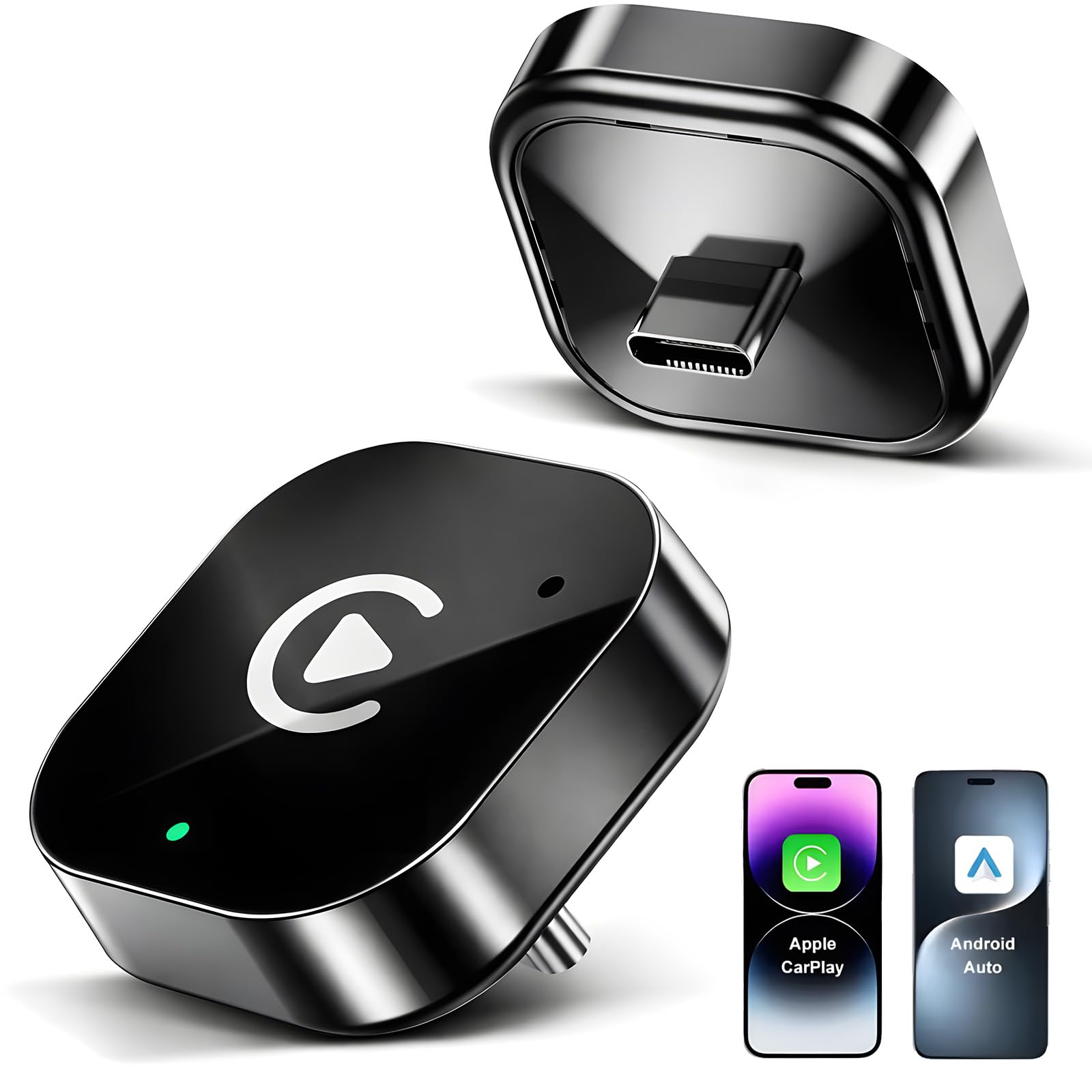 AotuLink USB C Upgraded 2-in-1 Wireless CarPlay & Android Auto Adapter, Wired to