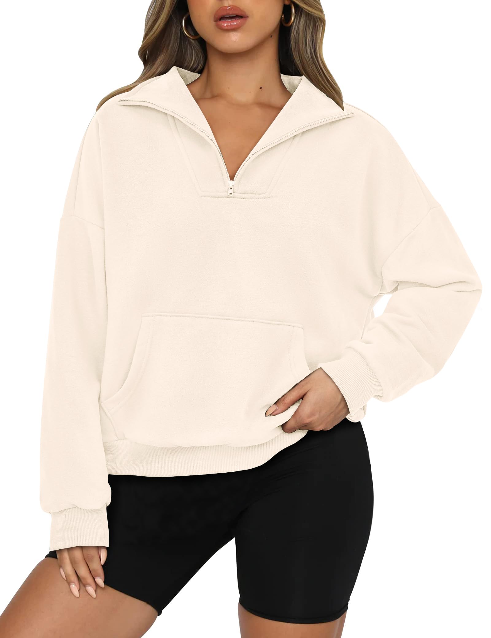 PRETTYGARDEN Felpa corta da donna a maniche lunghe con zip a un quarto 2025 autu