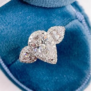 White Gold Plated Engagement Ring with White Cubic Zirconia Wedding Promise Evening Party Anniversary Valentine's Day Eternity Gifts for Women