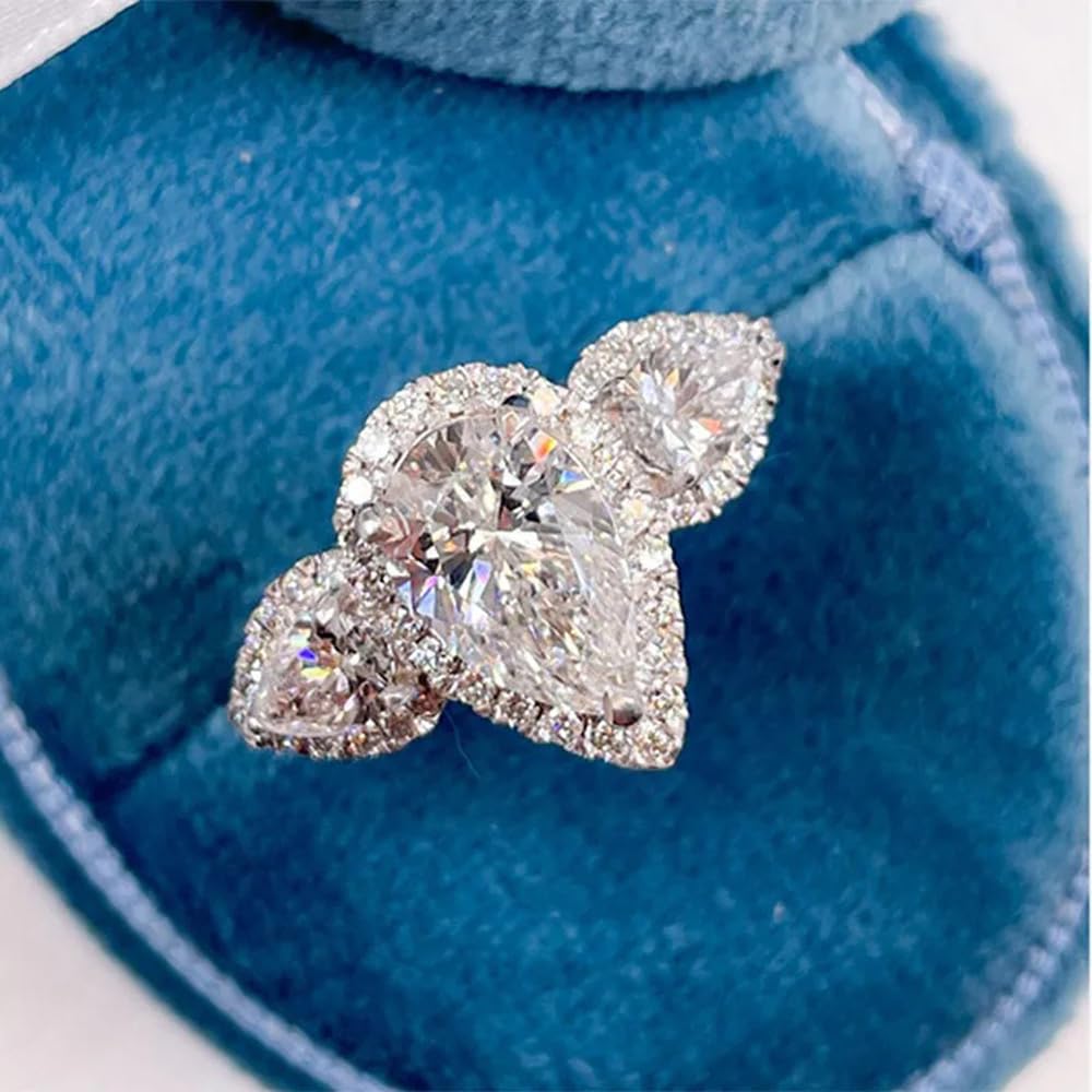 White Gold Plated Engagement Ring with White Cubic Zirconia Wedding Promise Even