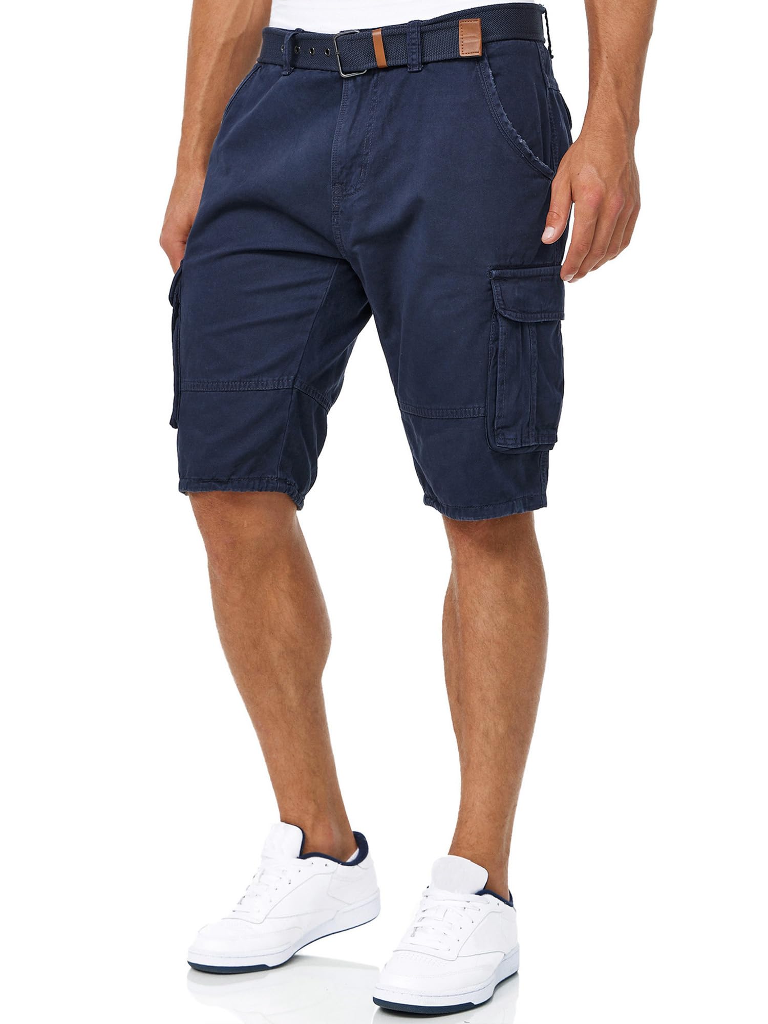 Indicode Men's Monroe Cotton Cargo Shorts with Pockets and Belt