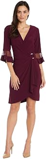 R&M Richards Womens Short Cocktail Dress W/Buckle Wrap
