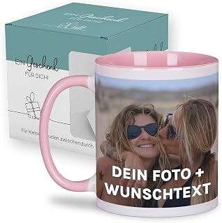 Personalised Mug | Personalised with Photo or Text | Mug with Picture | Gift Idea | Photo Mug | Office Mug or for Home | Dishwasher Safe | Pink with Gift Box Gift