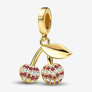 1 x Gold Fruit Sterling Silver Dangle Bead Pendant, for DIY Jewelry Matching and Daily Outfit Decoration, Gift for Women