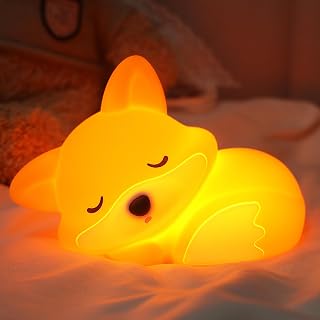 Lampeez Fox Night Light, Cute Fox Gifts for Kids, Soft Silicone Lamp Kids Nursery Nightlight LED Touch Light, Bedroom Decor as Xmas Birthday Gift for Boys Girls