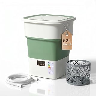 1.8 Cu.Ft Portable Washing Machine, Foldable Washer With 150W Motor | Compact Washing Machine With 150W Motor & Spin Basket For Apartments, RVs, Camping & Travel. Folds For Easy Storage.