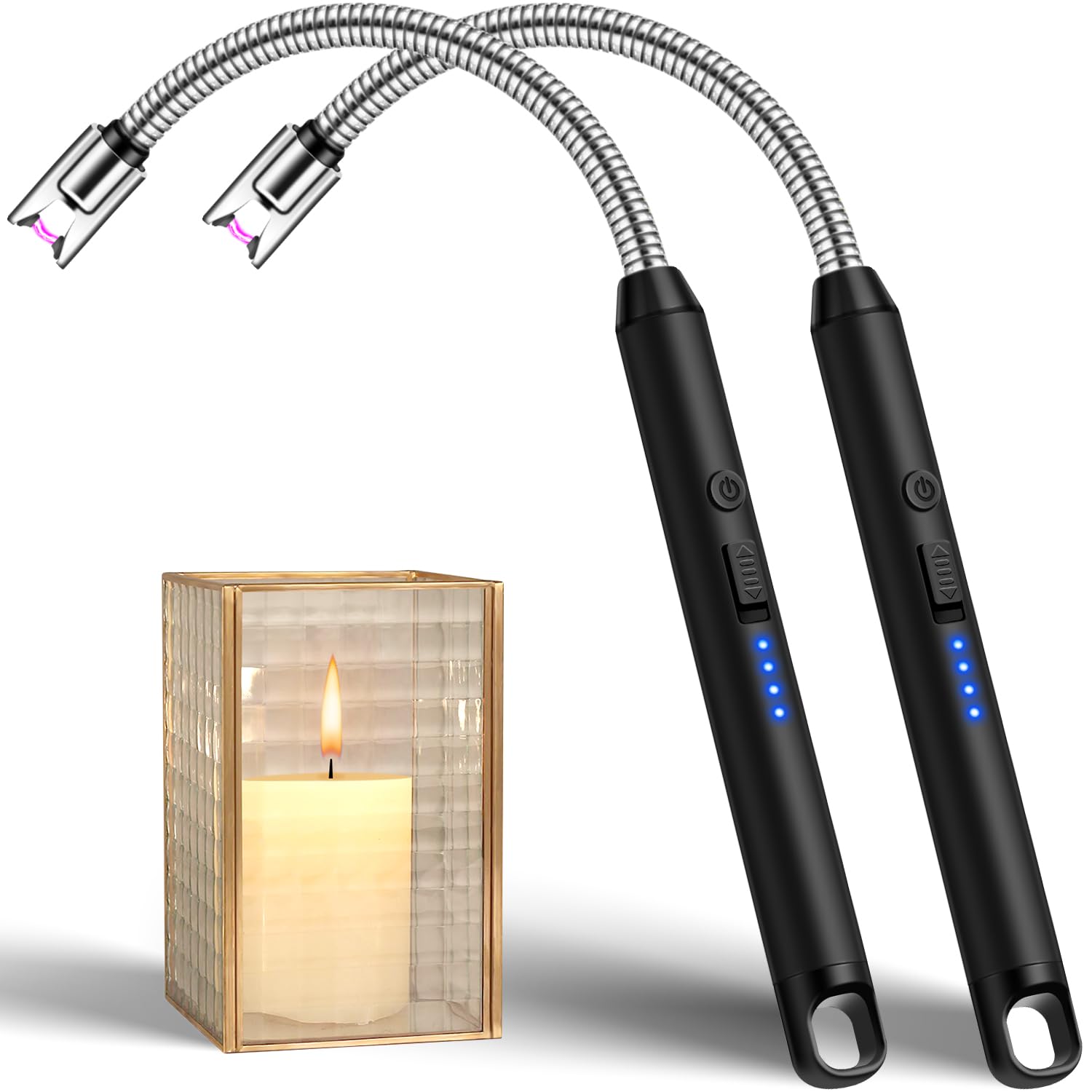 Electric Candle BBQ Lighter 2 Pack, Long Reach USB C Rechargeable Lighters for C