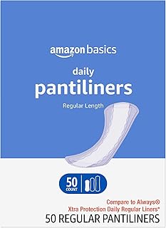 Amazon Basics Daily Pantiliner, Regular Length, Unscented, 50 Count, 1 Pack (Previously Solimo)