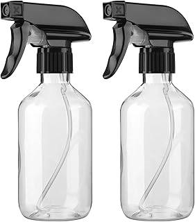 Arkeiliy 2-Pack Leakproof Spray Bottles (300ml/10oz) - Adjustable Nozzle for Fine Mist &amp; Jet Stream | Premium Refillable Plastic Bottles for Hair Styling, Plant Misting, Cleaning Solutions (Clear)