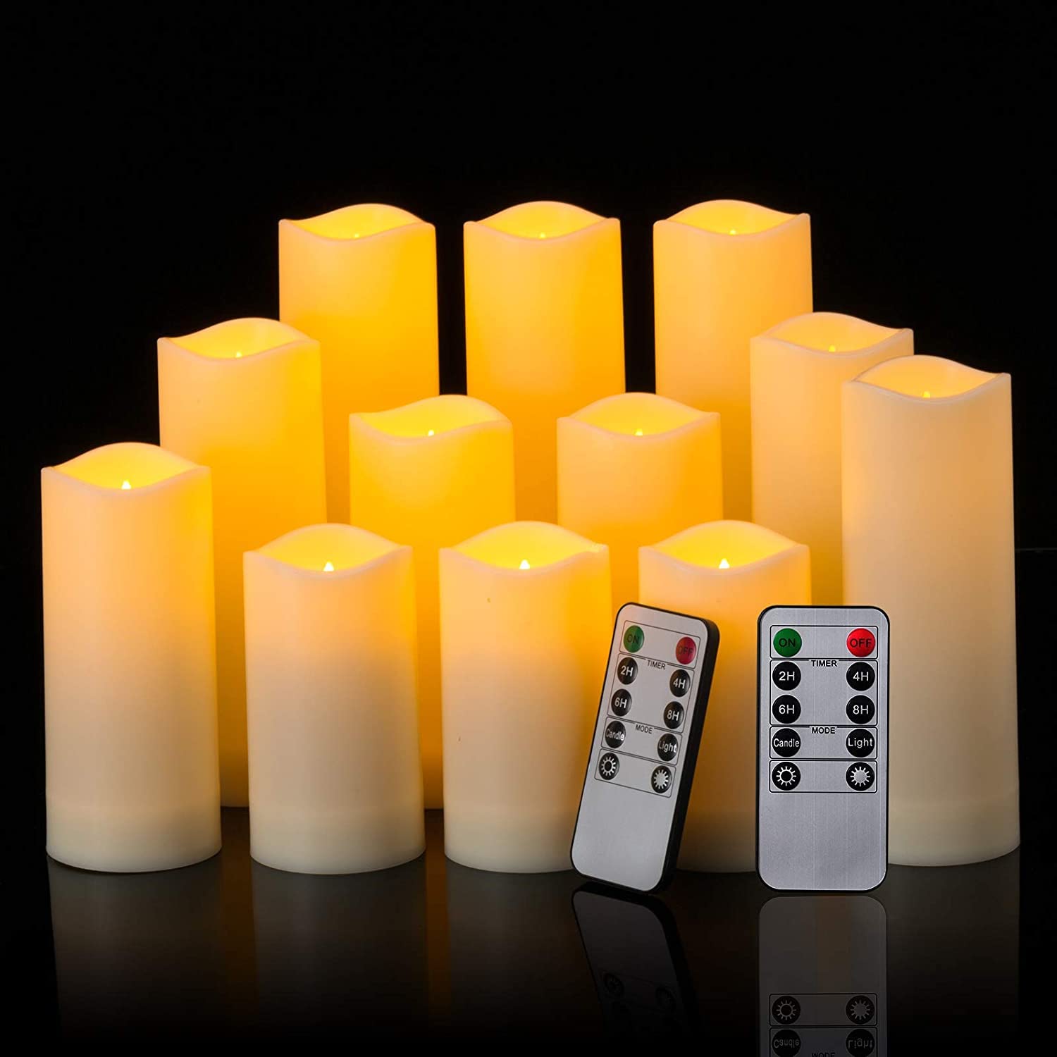 LIVEN 12 Pack Flameless Candles Battery Operated Waterproof Led Candles (D:2.2" 