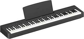 Yamaha 88-Key Digital Piano with Weighted Keys, Compact Design, Bluetooth, Keyboard, Music Rest, Sustain Foot Switch, and Built-in Speakers for Home Practice or Travel P145BT