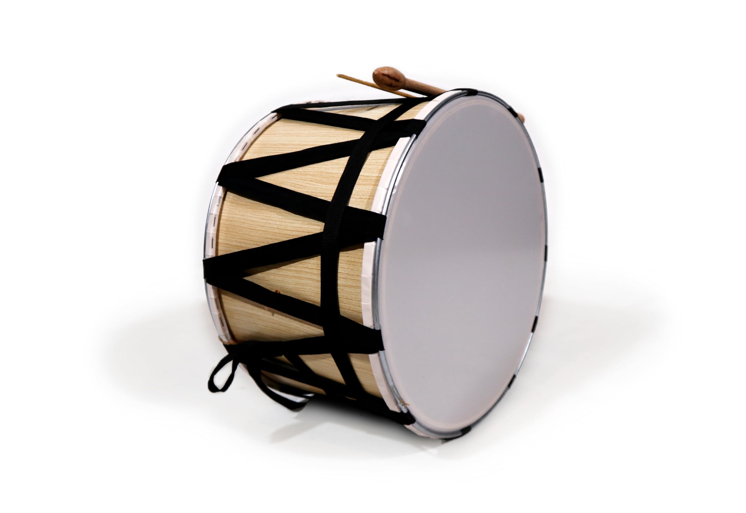 Turkish Davul Tapan Rope Drum 15.7 Inch (40 cm), Natural Wood | Wooden shell, sy