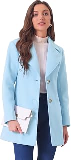 Allegra K Women's Elegant Overcoat Shawl Collar Single Breasted Winter Coat