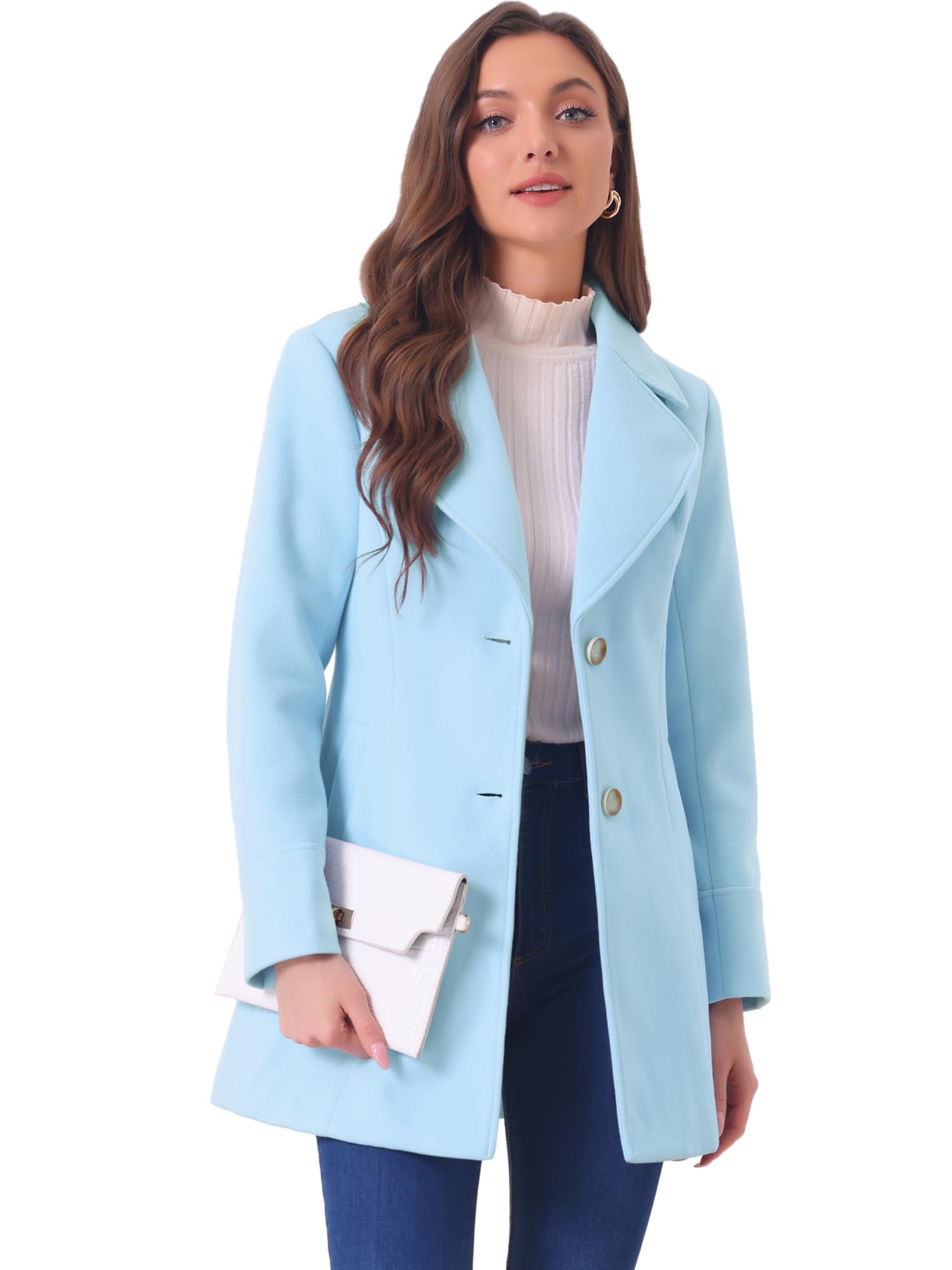 Allegra K Women's Elegant Overcoat Shawl Collar Single Breasted Winter Coat