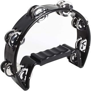 iGadgitz Xtra U6994 - Half Moon Hand Tambourine Double Cutaway Tambourine - Musicians, Singers, Music Classes, Bands - Black