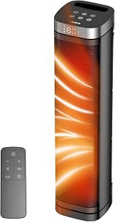 AUBKN X-Large 1500W Electric Space Heaters for Indoor Use, 24 inches | Thermostat, 70° Oscillation, ECO Modes, Remote, 12H Timer, Fast Heating, Quiet PTC Heater for Office, Bedroom