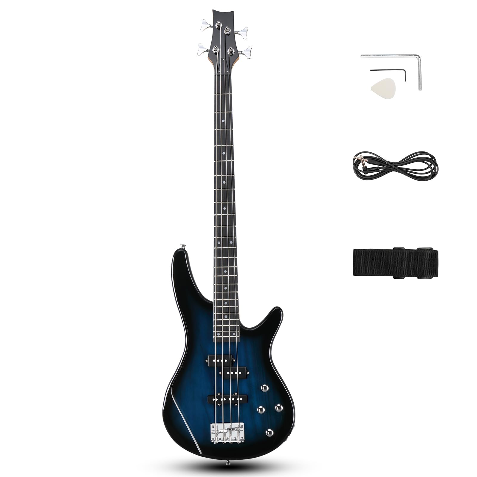 Ktaxon 4 String Electric Bass Guitar, Full Size Bass Guitar Kit(Lake Blue) | Sta