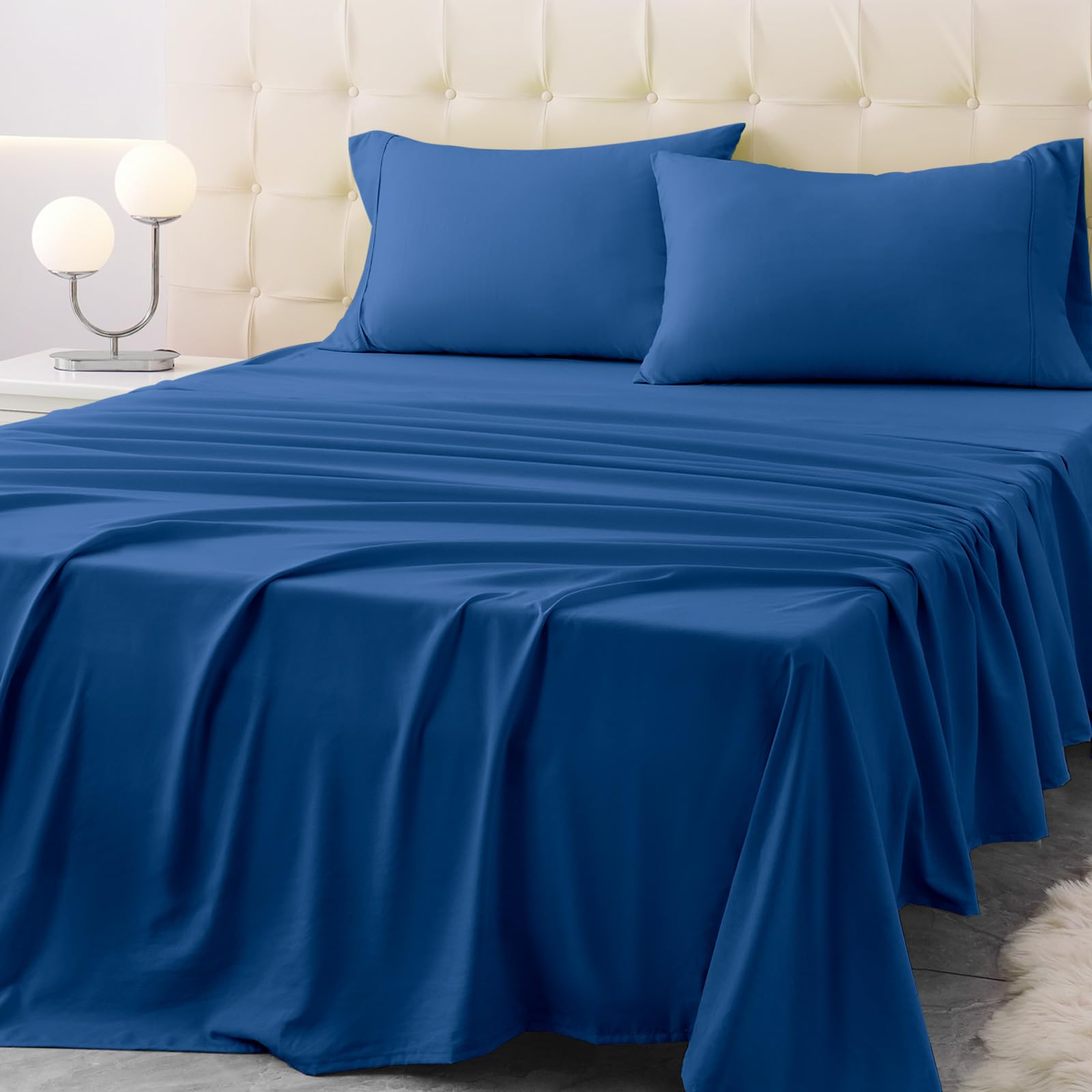 California King Size Bed Sheet Set - 4 Piece Soft Microfiber Sheets with Deep Po