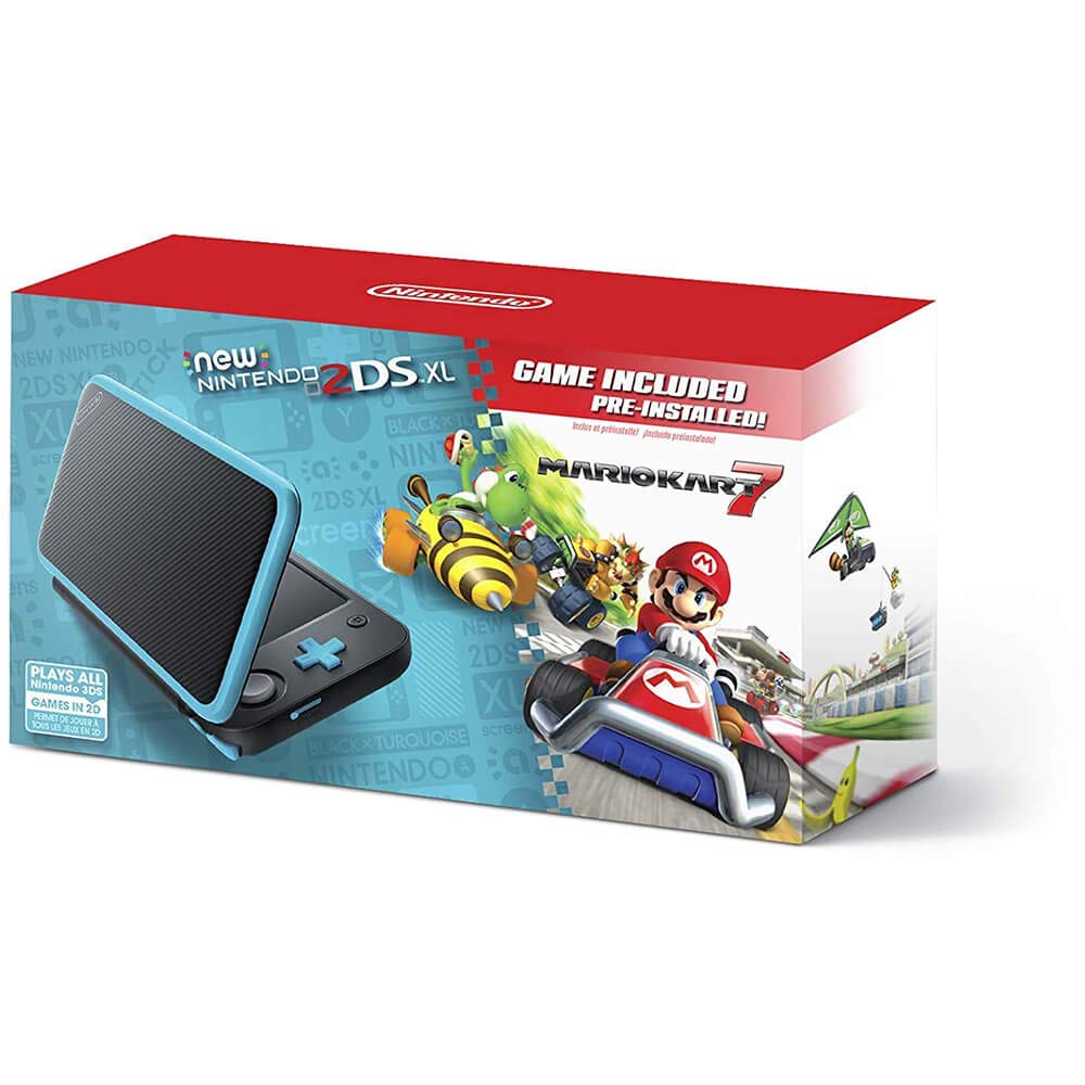New Nintendo 2DS XL - Black + Turquoise With Mario Kart 7 Pre-installed - Ninten