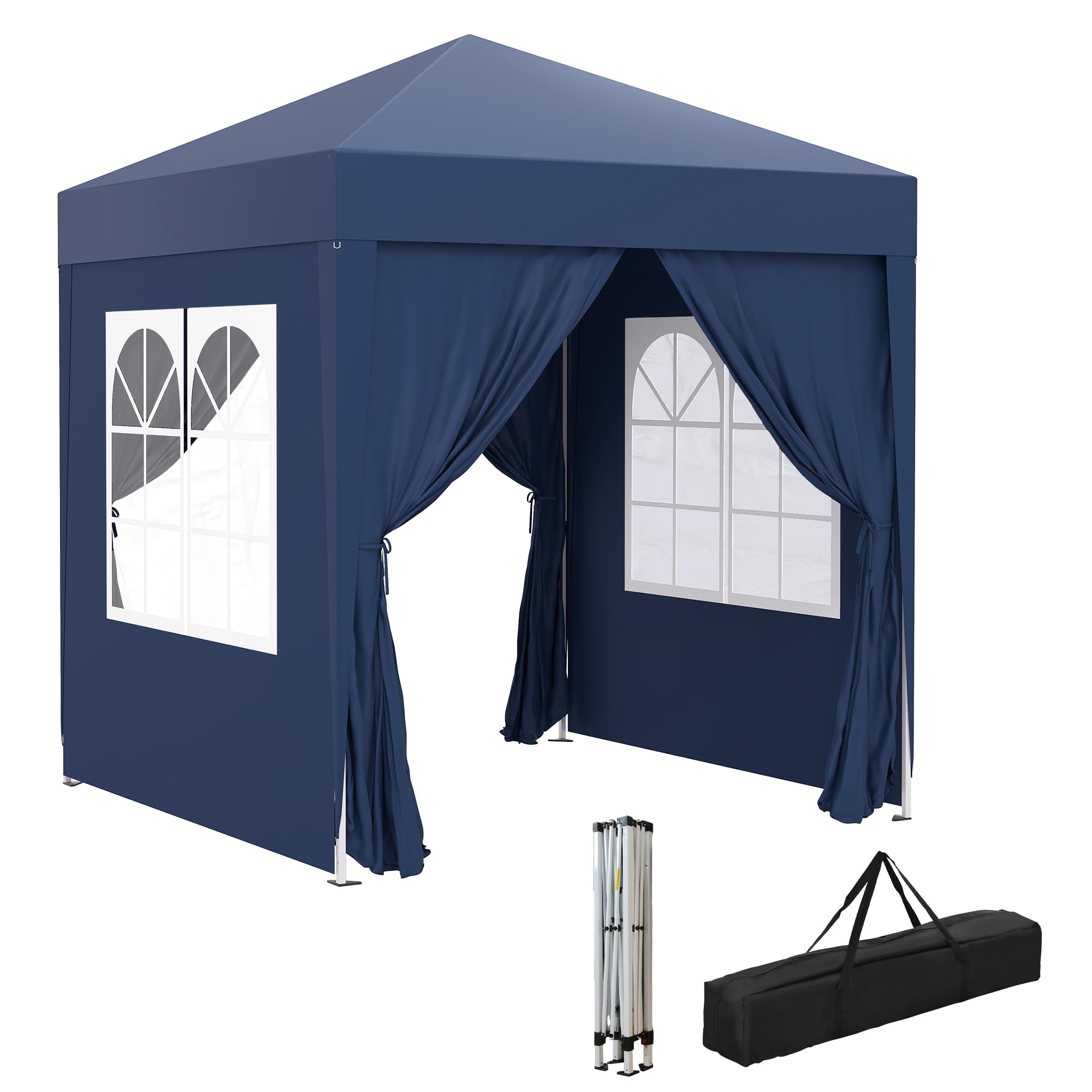 Outsunny 2 x 2 m Garden Pop Up Gazebo with Sidewalls Water Resistant Blue | Wedd