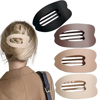 4 Pcs Flat Hair Clips for Women Matte Flat Claw Clips Strong Styling Large Hair Clip for Thick and Thin Hair Strong Hold Non-Slip Grip Hair Claw French Duck Bill Hair Clip