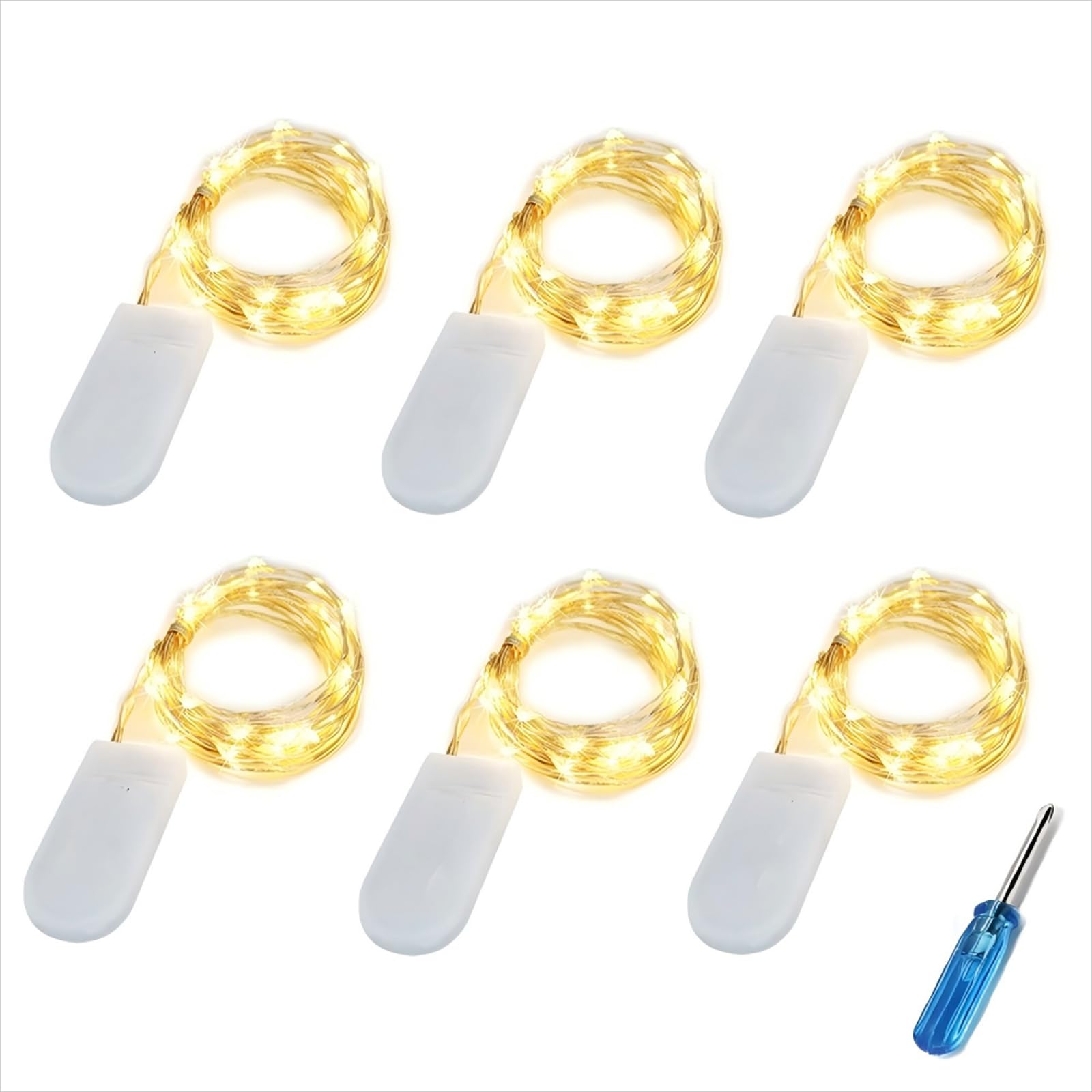 BXROIU 6 x 20 LED Micro Fairy Lights Battery 2 m with CR2032 Warm White | 2m fle