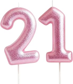 Pink 21st Birthday Number Candles,Birthday Candles for Cake,Pink Number for Cake Toppers,Decorations for Her Him Party Anniversary Wedding