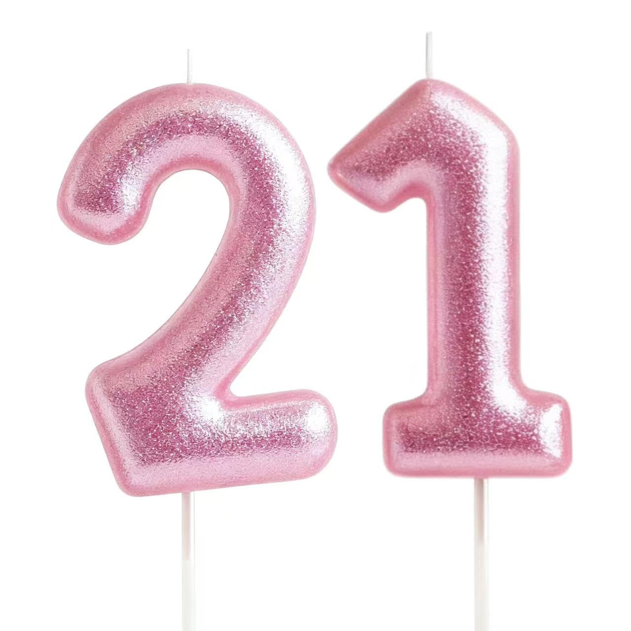 Pink 21st Birthday Number Candles,Birthday Candles for Cake,Pink Number for Cake