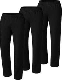 Hanes Men's Sweatpants Pack - 3-Pack - Essentials Midweight Cotton Jersey Lounge Pants - Open Bottom - Pockets - 32"