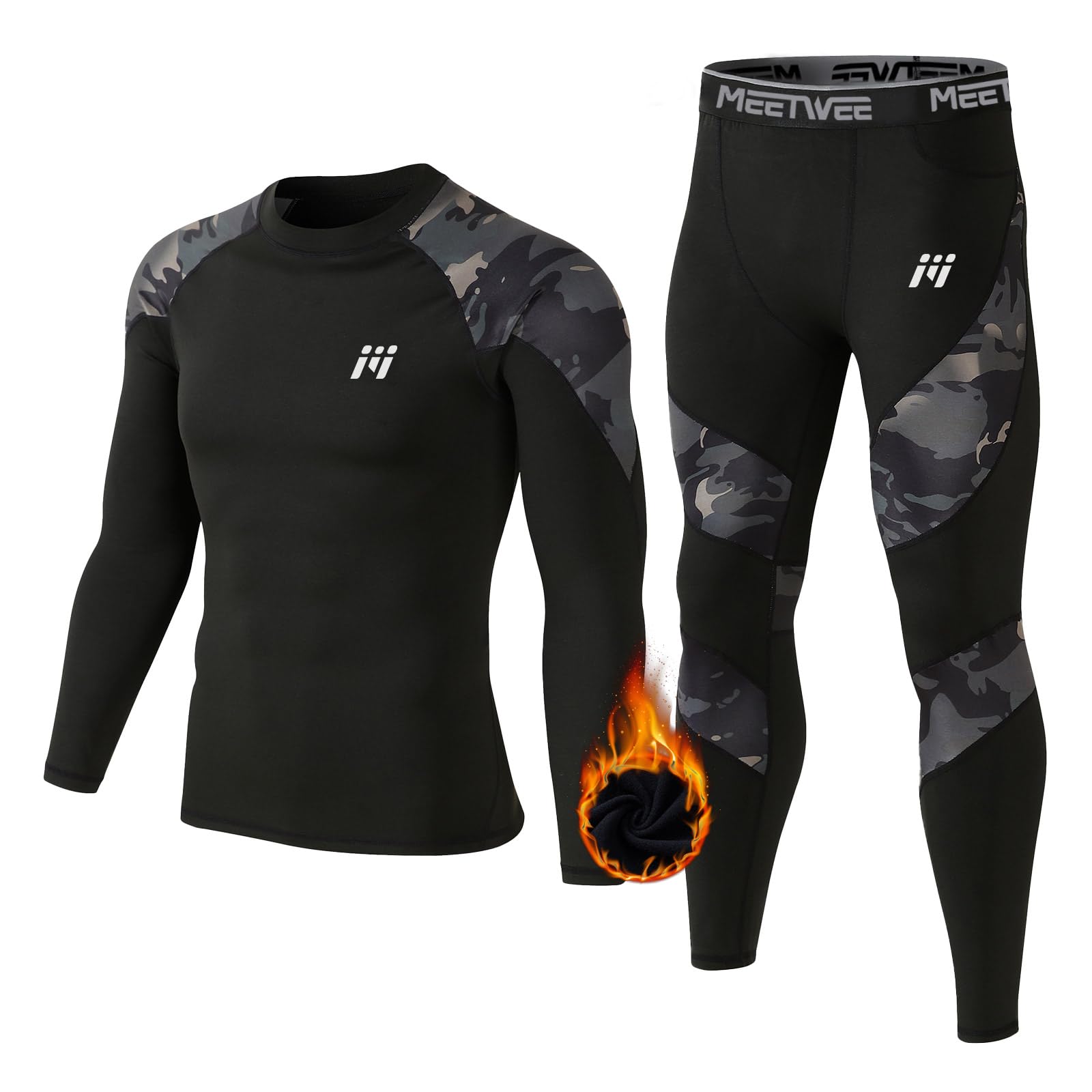 MEETWEE Men's Thermal Underwear, Winter Breathable Thermal Underwear Set Long Th