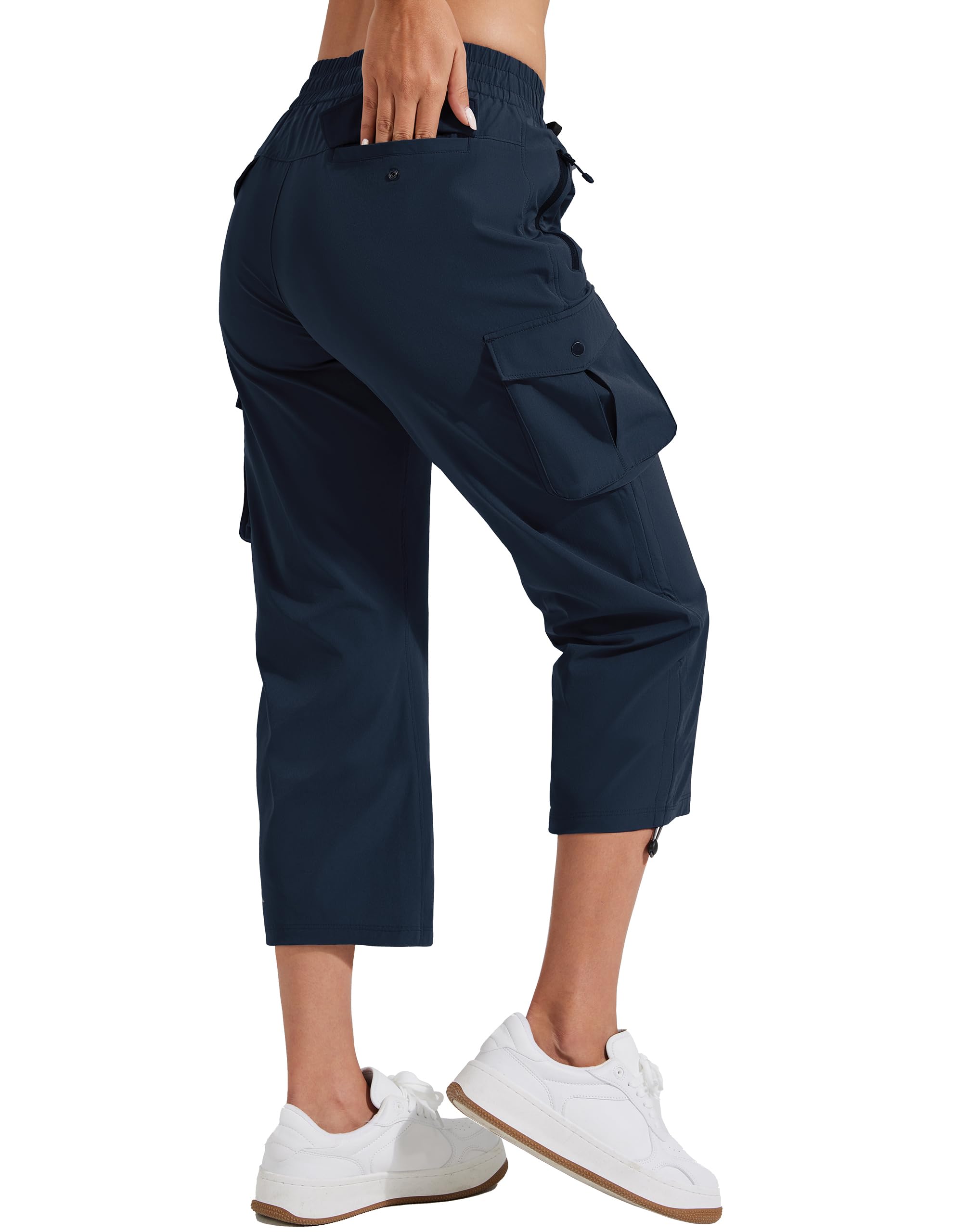 Pioneer Camp Women's Summer 3/4 Capri Pants Lightweight Hiking Casual Elastic Wa