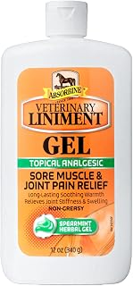 Absorbine Veterinary Liniment Gel, 12 oz Bottle | Gel Format, Menthol Scent, Topical Rub Easy to Use, Fast Relief, Sore Muscles & Arthritis, Pre & Post Workout, Warm Sensation