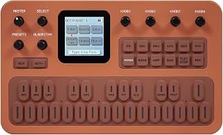 M-VAVE FM-1 Orange 6-Operator FM Synthesizer, 27 Keys Portable FM Synth with 128 Presets, Built-in Sequencer Arpeggiator Effects, Bluetooth MIDI USB-C, 12H Battery for Music Production