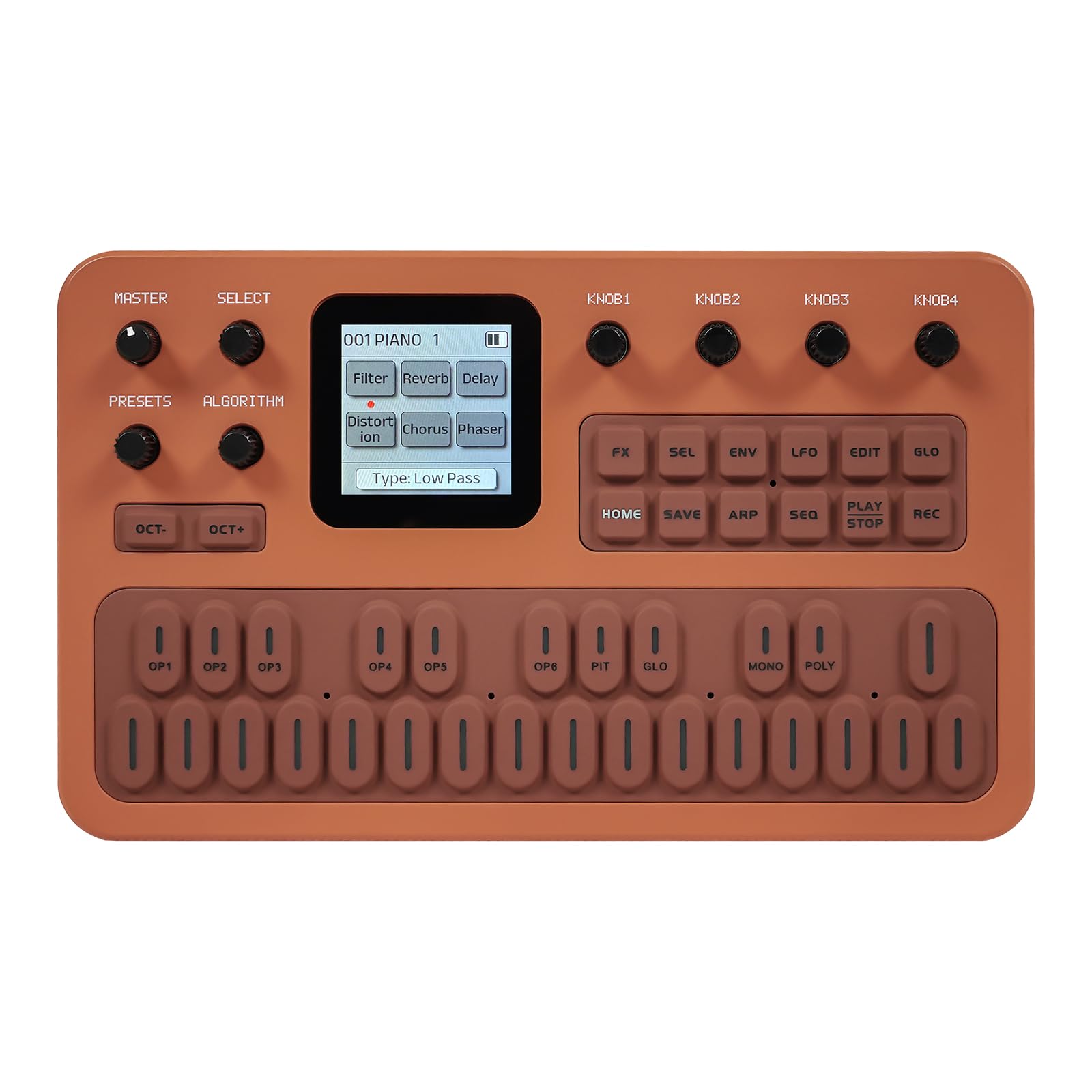 M-VAVE FM-1 Orange 6-Operator FM Synthesizer, 27 Keys Portable FM Synth with 128