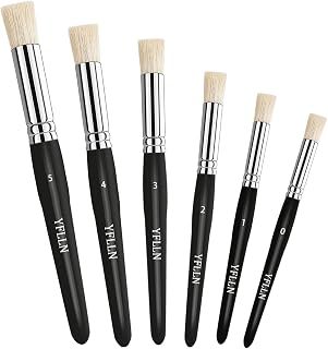 Wooden Stencil Brushes Natural Stencil Bristle Dome Art Painting Brushes Wood Paint Template Brush for Painting On Stencil Projects, Card Making, DIY, Crafts and Acrylic Oil Watercolor Painting Black