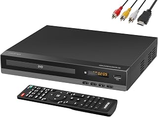 FlexaPlay Region-Free DVD Player for TV with HDMI & 1080P Upscaling | CD/DVD/USB Playback, LED Display, Coaxial Audio, Ultra-Compact Design, Remote & HDMI/AV Cables Included