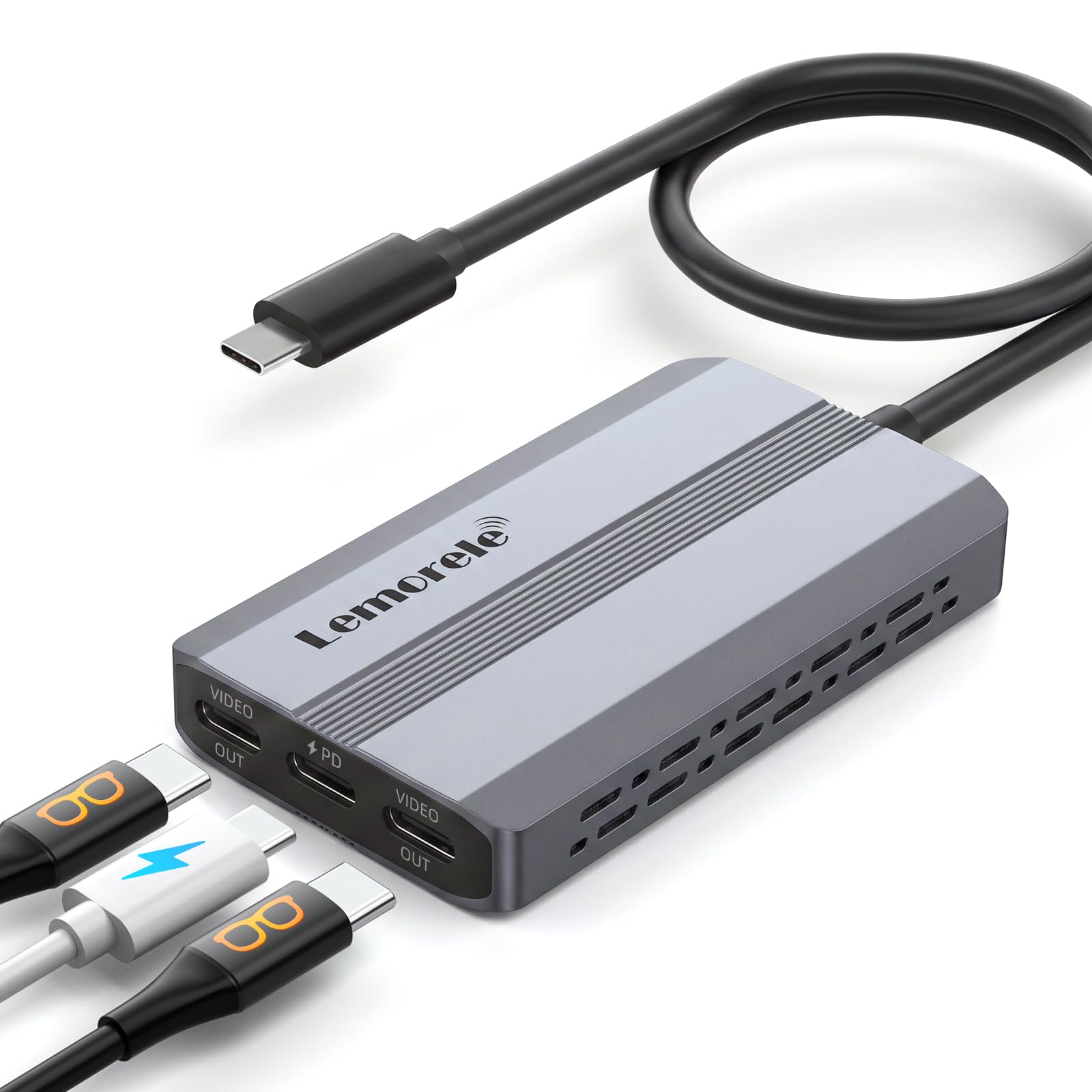 Lemorele USB-C Video Splitter, Dual USB-C Output 4K@60Hz, 100W PD | Compatible w