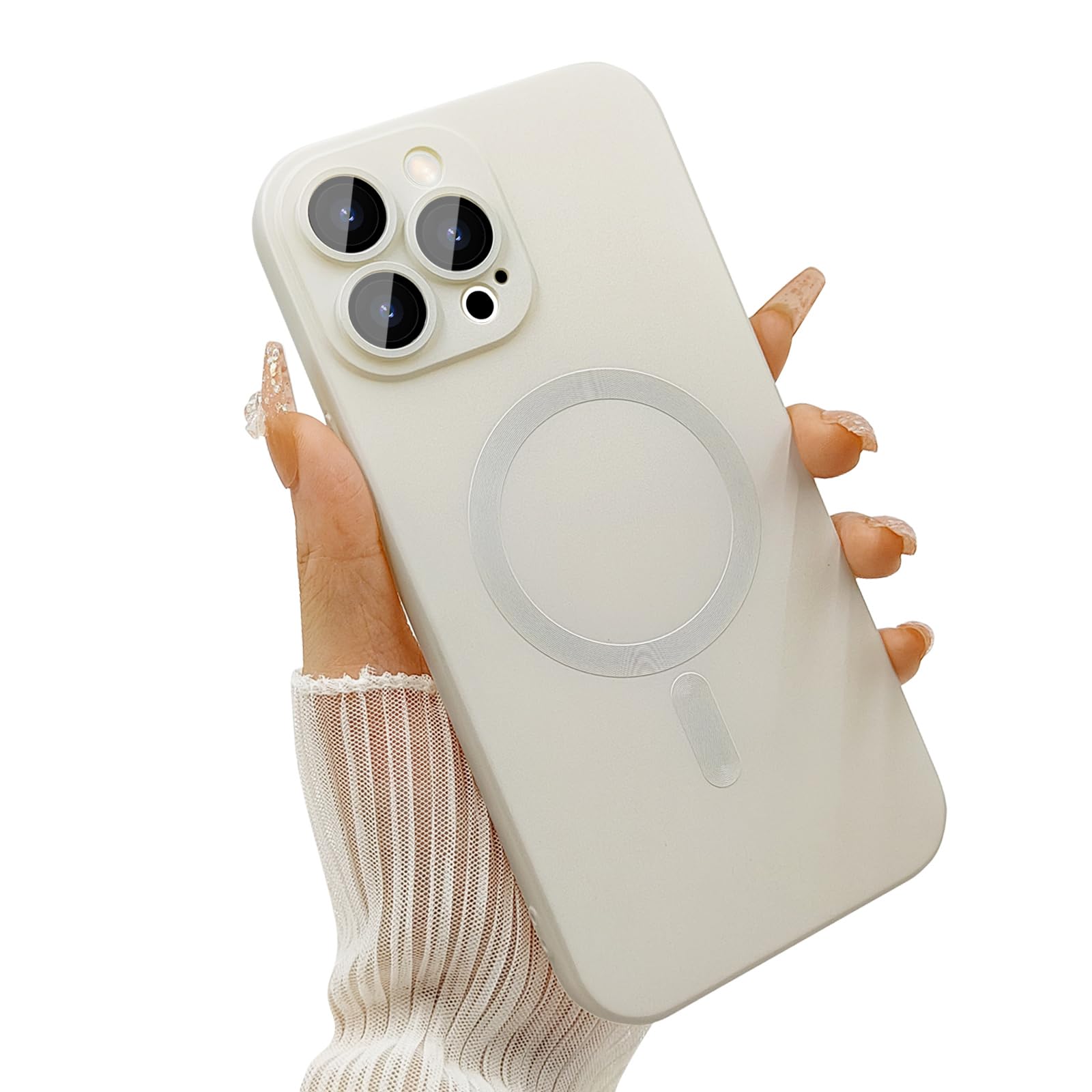ankofave Magnetic for iPhone 15 Pro Phone Case for Women, Matte Luxury Soft Meta