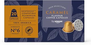 by Amazon Nespresso Compatible Caramel Coffee Aluminum Pods, 20 Count (1 Pack of 20), Rainforest Alliance Certified