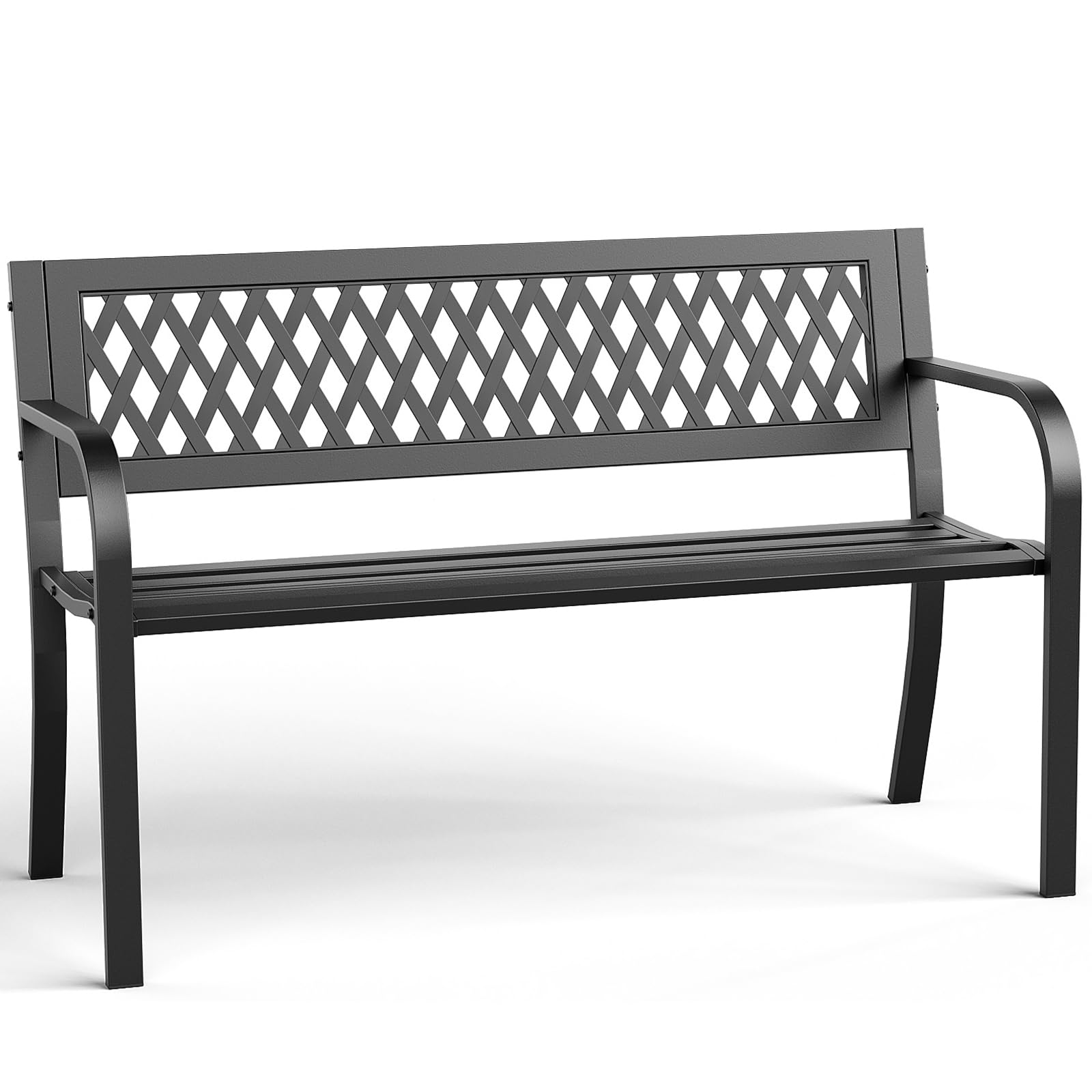 MAKE CHANGES 47" Outdoor Garden Bench, 500 lbs Load, Weatherproof, Black | Heavy